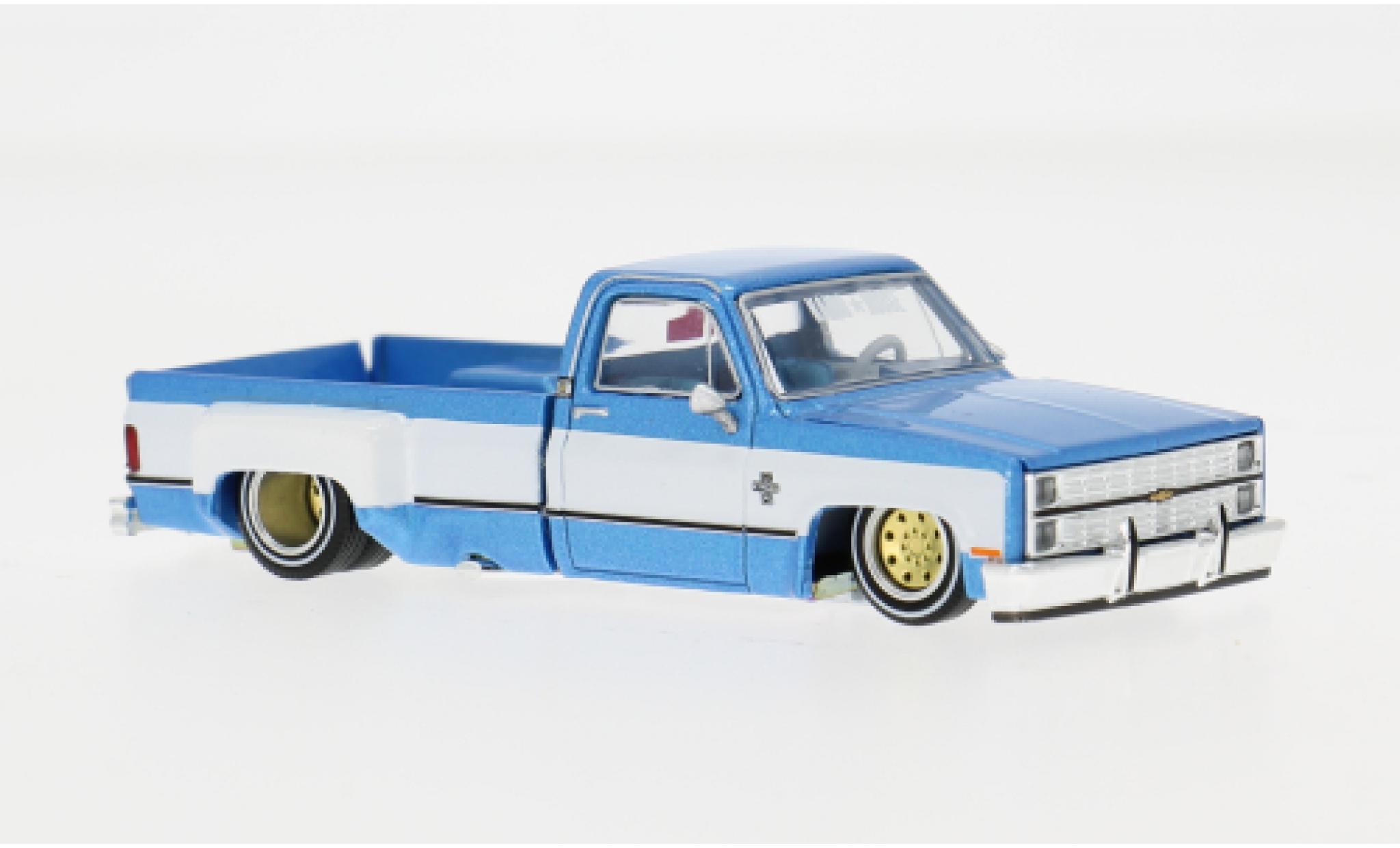 Chevrolet Silverado 1/64 Mini GT Dually Vintage Spec V1 blau/weiss 1:64 modellautos