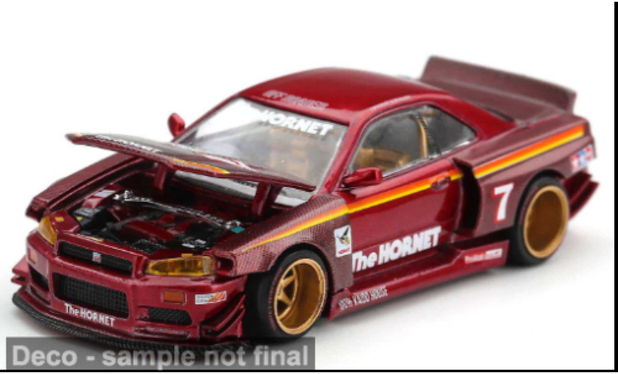 Nissan Skyline 1/64 Mini GT GTR (R34) rot/gelb 1999 The Hornet 1:64 modellautos