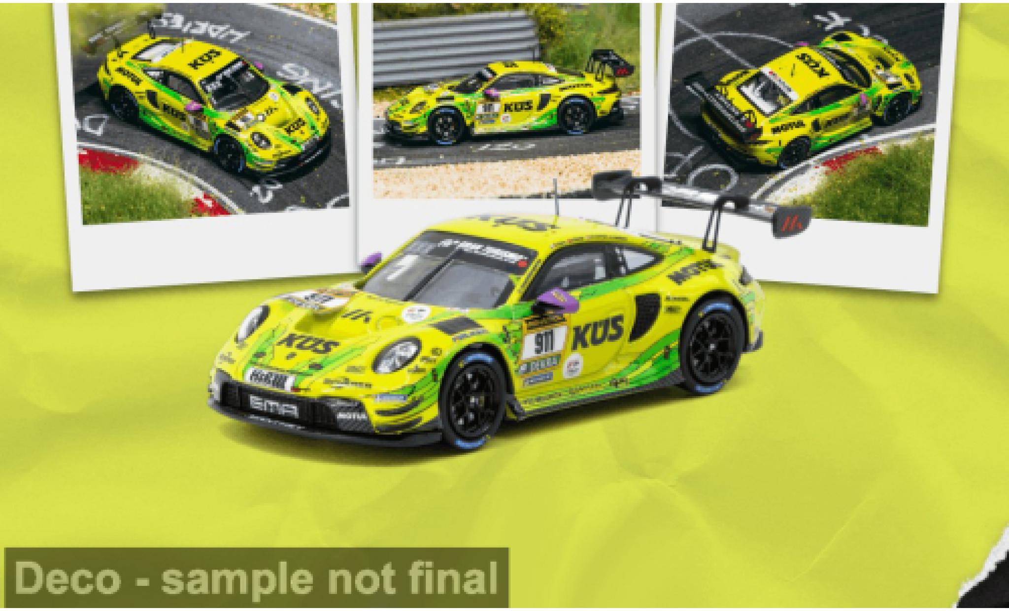 Porsche 992 GT3 R 1/64 Tarmac Works 911  gelb 24h N&Atilde;&frac14;rburgring 2024 #911 L.Vanthoor 1:64 modellautos