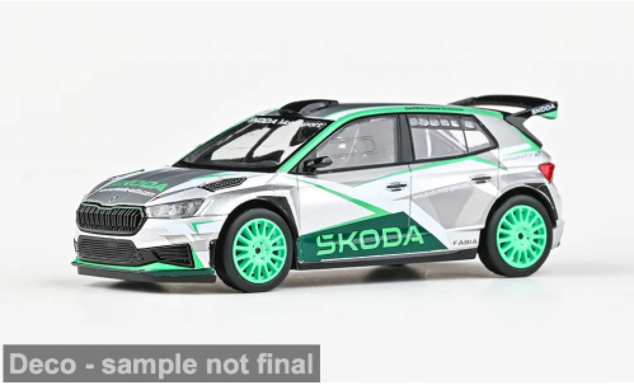 Skoda Fabia 1/43 Abrex IV RS Rallye2 gr&Atilde;&frac14;n/weiss 2022 Motorsport Design 2023 1:43 modellautos