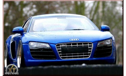 Audi R8 4.2 fsi 1/18 Kyosho 5.2 blau jantes bbs 20 pouces modellautos