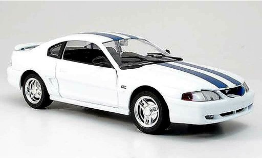 Ford Mustang Coupe 1/18 Eagle weiss avec bandes blaus modellautos
