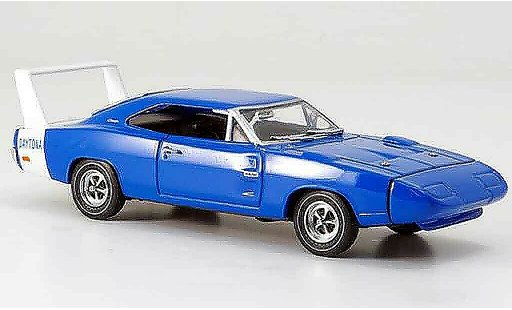 Dodge Charger 1969 1/43 Eagle Daytona blau avec weissem Heckspoiler modellautos