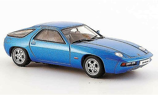 Porsche 928 1977 1/43 Autoart blau zu offnende Motorhaube modellautos