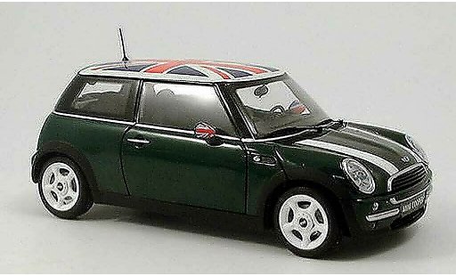 Mini Cooper D 1/18 Kyosho gr&Atilde;&frac14;n bandes weisss et drapeau anglais sur le toit modellautos