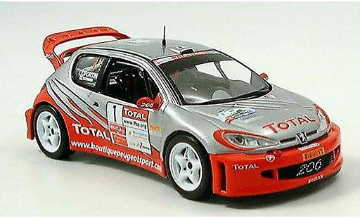Peugeot 206 WRC 1/43 IXO no.1 bernardi fortin rallye cevennes 2005 modellautos