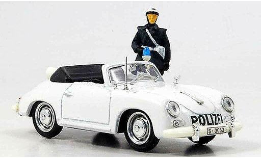 Porsche 356 1952 1/43 Brumm police Deutschland avec Figur modellautos