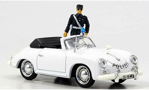Porsche 356 1952 1/43 Brumm police Schweiz avec Figur modellautos