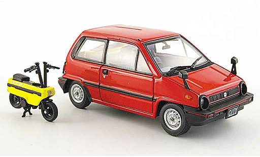 Honda City Motocompo 1/43 Ebbro rot avec Minimotorrad 1981 modellautos