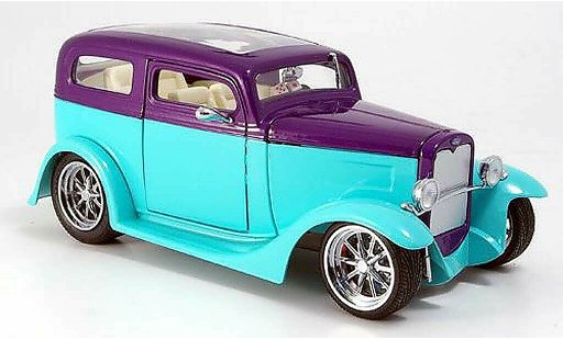 Ford Hot Rod 1931 1/18 Yat Ming model a sedan gr&Atilde;&frac14;n/lila avec panoramadach modellautos