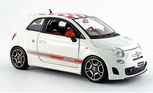 Fiat 500 Abarth 1/18 Burago rot-weiss 2007 modellautos