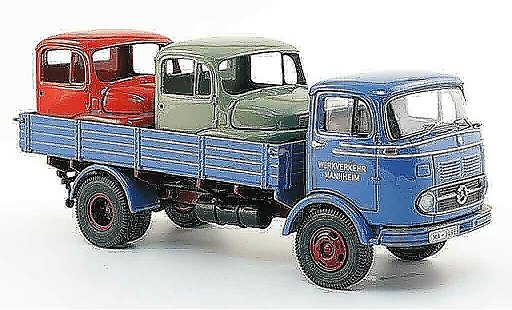 Mercedes LP 911 Base 1/43 Premium Cls Pritsche blau avec Fahrerhauser Ladegut modellautos