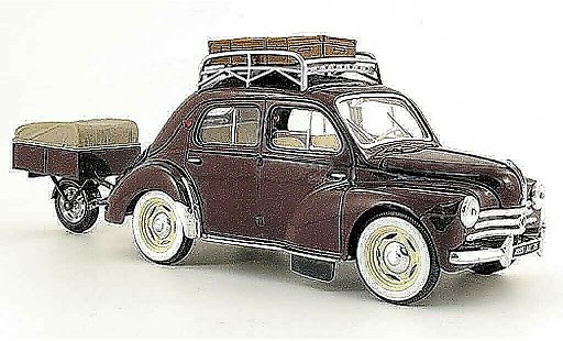 Renault 4CV Base 1/18 Solido rot nationale 7 mit einrad-anhenger 1954 modellautos