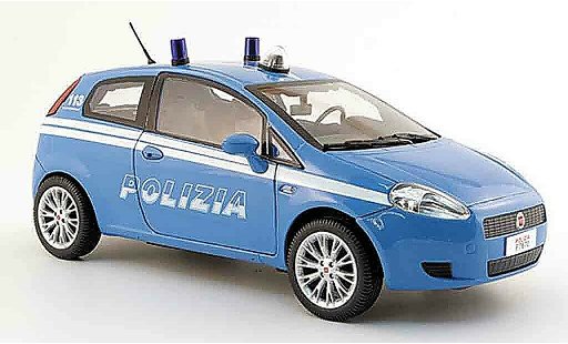 Fiat Grande Punto Berlina 1/18 Mondo Motors police polizia blau polizei italien modellautos