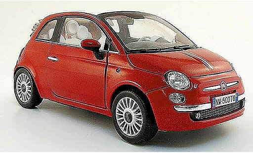 Fiat 500 Cabrio 1/18 Mondo Motors cabriolet rot 2009 modellautos