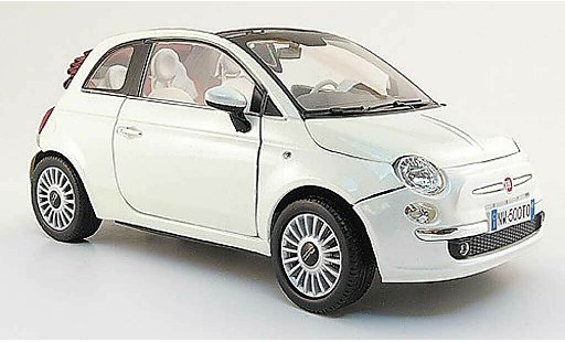 Fiat 500 Cabrio 1/18 Mondo Motors cabriolet weiss 2009 modellautos