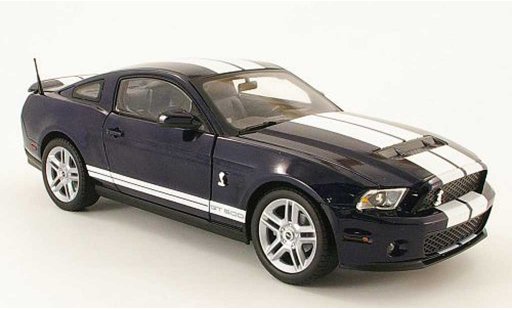 Shelby GT 500 2010 1/18 Shelby Collectibles blau avec bandes weisss modellautos