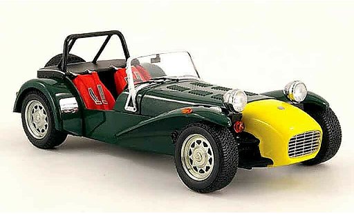 Caterham Super Seven roadster 1/18 Kyosho gr&Atilde;&frac14;n et gelb modellautos