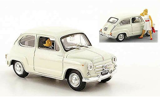 Fiat 600 D 1/43 Brumm grau avec Figuren 1960 modellautos