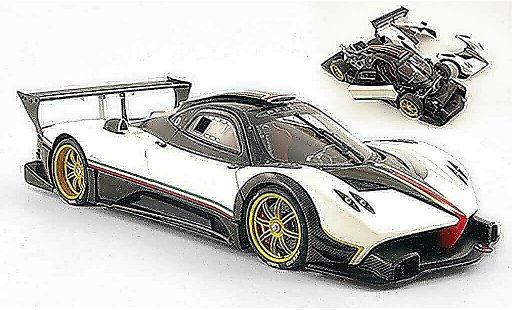 Pagani Zonda R 1/18 Autoart weiss carbone avec bandes italie 2007 modellautos