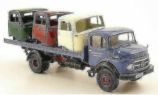 Mercedes LP 911 Base 1/43 Premium ClassiXXs Flachpritsche Werkverkehr Mannheim avec 3 Fahrerhausern als Ladegut modellautos