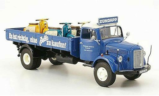 Mercedes L3500 Base 1/43 Premium ClassiXXs + Zundapp Pritsche Zundapp-Werke GmbH avec 3 Bella als Ladegut modellautos