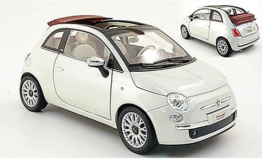Fiat 500 Cabrio 1/18 Norev weiss/rot 2009 modellautos