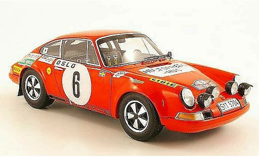 Porsche 911 S 1/18 Spark No.6 B.Waldegaard/L.Helmer Monte Carlo Rally 1970 modellautos