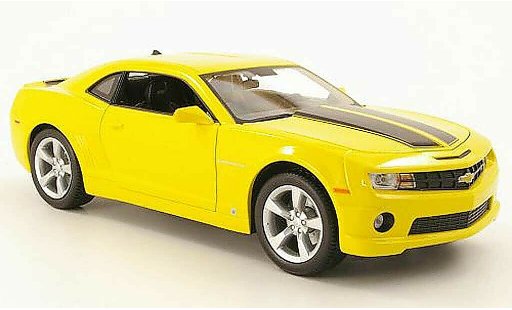 Chevrolet Camaro SS 1/18 Maisto gelb avec bandes schwarzs 2010 modellautos