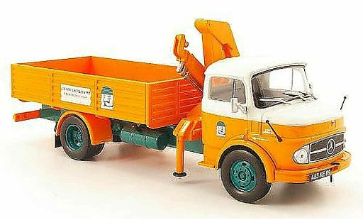 Mercedes LP 911 Base 1/43 Hachette Pritsche avec Ladekran Jean Lefebvre 1969 modellautos