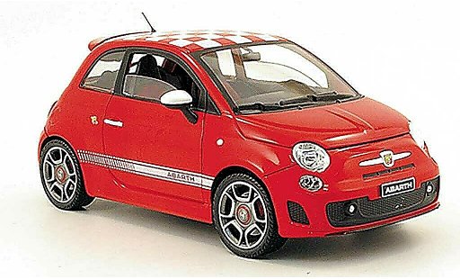 Fiat 500 Abarth 1/18 Mondo Motors rot mit weisskariertem dach 2008 modellautos