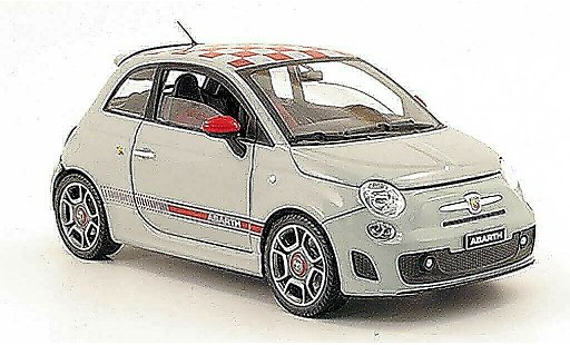 Fiat 500 Abarth 1/18 Mondo Motors grau mit rotkariertem dach 2008 modellautos
