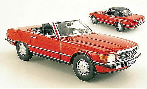 Mercedes 300 Base 1/18 Norev SL (R107) rot 1985 modellautos