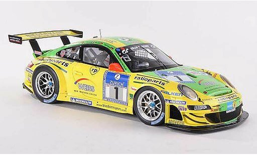 Porsche 911 GT3 RSR 1/18 Spark 2009 No.1 Ratioparts Manthey Racing 24h Nurburgring modellautos