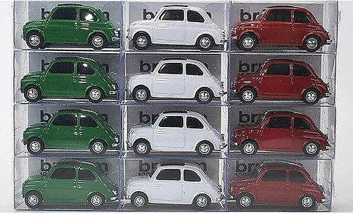 Fiat 500 Nuova 1/43 Brumm 12er-Set: Tricolore gr&Atilde;&frac14;n weiss rot 1957 modellautos