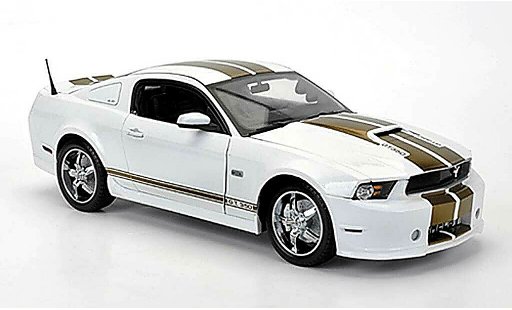 Shelby GT 350 2012 1/18 Shelby Collectibles weiss avec goldenen bandes modellautos