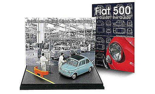 Fiat 500 Nuova 1/43 Brumm Mini-Diorama unBuch: blau 1959 ave2 Figuren + ''- la Guida / the Guide'' modellautos