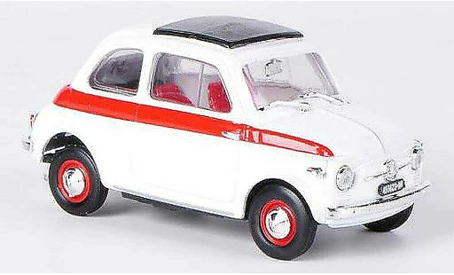 Fiat 500 Sport 1/43 Brumm weiss/rot Schiebedach geschlossen 1959 modellautos