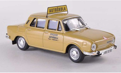 Skoda 110 Autoskola 1/43 Abrex L Svazarm Praha 3 - Biskupcova 11 beige modellautos