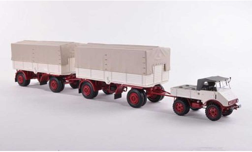 Mercedes Unimog 401-404 1/43 Minichamps 401 avec deux Pritschenanhanger beige/rot 1951 modellautos