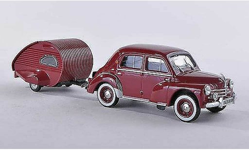 Renault 4CV Base 1/43 Eligor avec caravane Ailette schwarz-rot modellautos