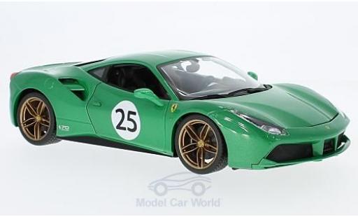 Ferrari 488 1/18 Burago GTB mettalic grün The Green Jewel 70 Jahre modellautos