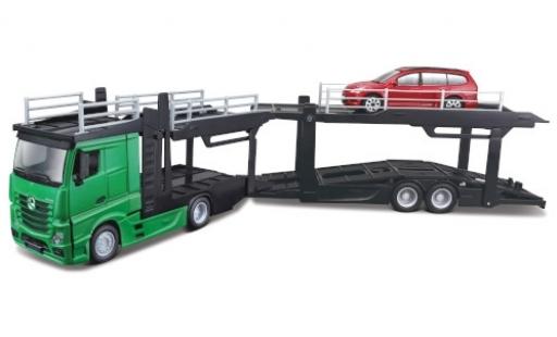 Modellautos Mercedes Actros 1/43 Burago 2545 grün camion de transport de voiture avec Ford Focus Turnier Mercedes Actros 1/43 Burago 2545 grün camion de transport de voiture avec Ford Focus Turnier modellautos