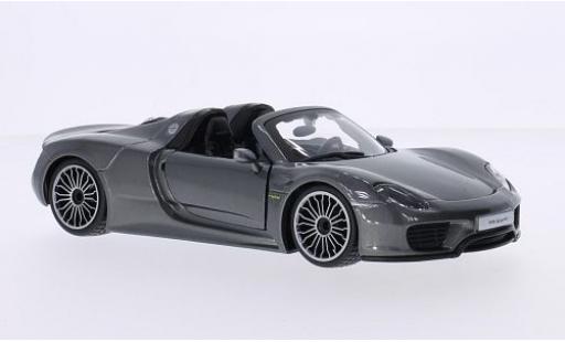 Modellautos Porsche 918 1/24 Burago Spyder mettalic grau Targadach ouvert Porsche 918 1/24 Burago Spyder mettalic grau Targadach ouvert modellautos