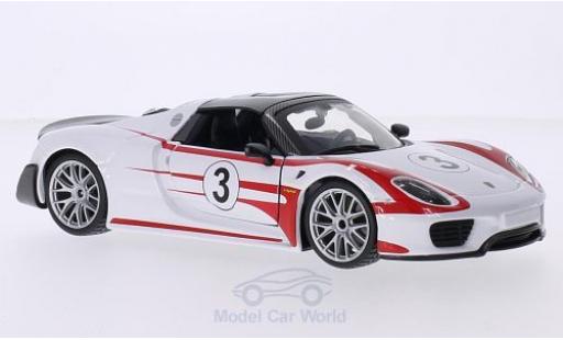 Modellautos Porsche 918 2013 1/24 Burago Weissach weiss/rot No.3 2013 Porsche 918 2013 1/24 Burago Weissach weiss/rot No.3 2013 modellautos