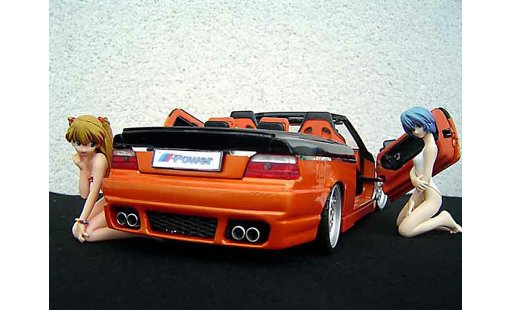 Bmw 325 Cabriolet 1/18 Maisto E36 jantes rh cup 18 pouces peinture biton orange noir portes papillon modellautos