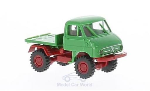 Modellautos Mercedes Unimog 1/87 Brekina 411 grün/rot mit Plattform Mercedes Unimog 1/87 Brekina 411 grün/rot mit Plattform modellautos