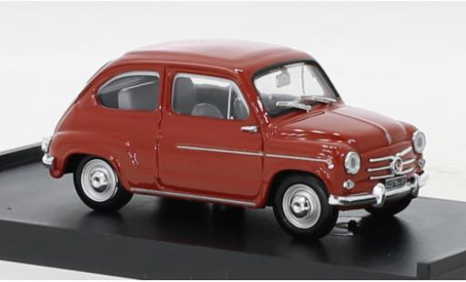 Fiat 600 1/43 Brumm D rouge 1960 modellautos