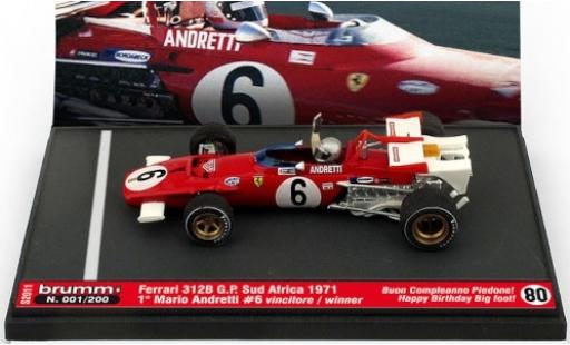 Ferrari 312 1/43 Brumm B No.6 Scuderia Formel 1 GP Südafrika 1971 avec figurine de conducteur in Emballage sp�cial M.Andretti modellautos