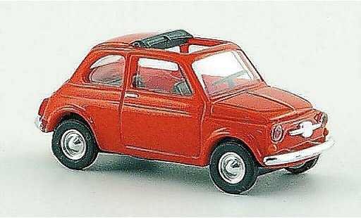 Fiat 500 F 1/87 Busch rot mit geoffnetem Faltdach 1965 modellautos
